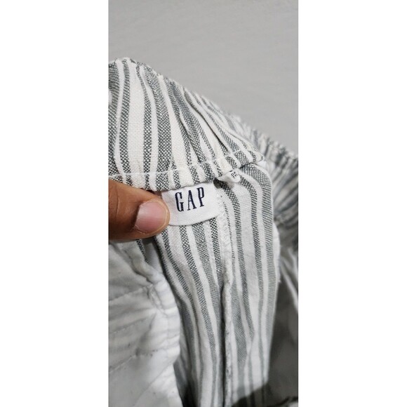 GAP Linen Cotton Blend Capri Striped Pants High Rise Line Sage - Size 6 - Picture 11 of 16